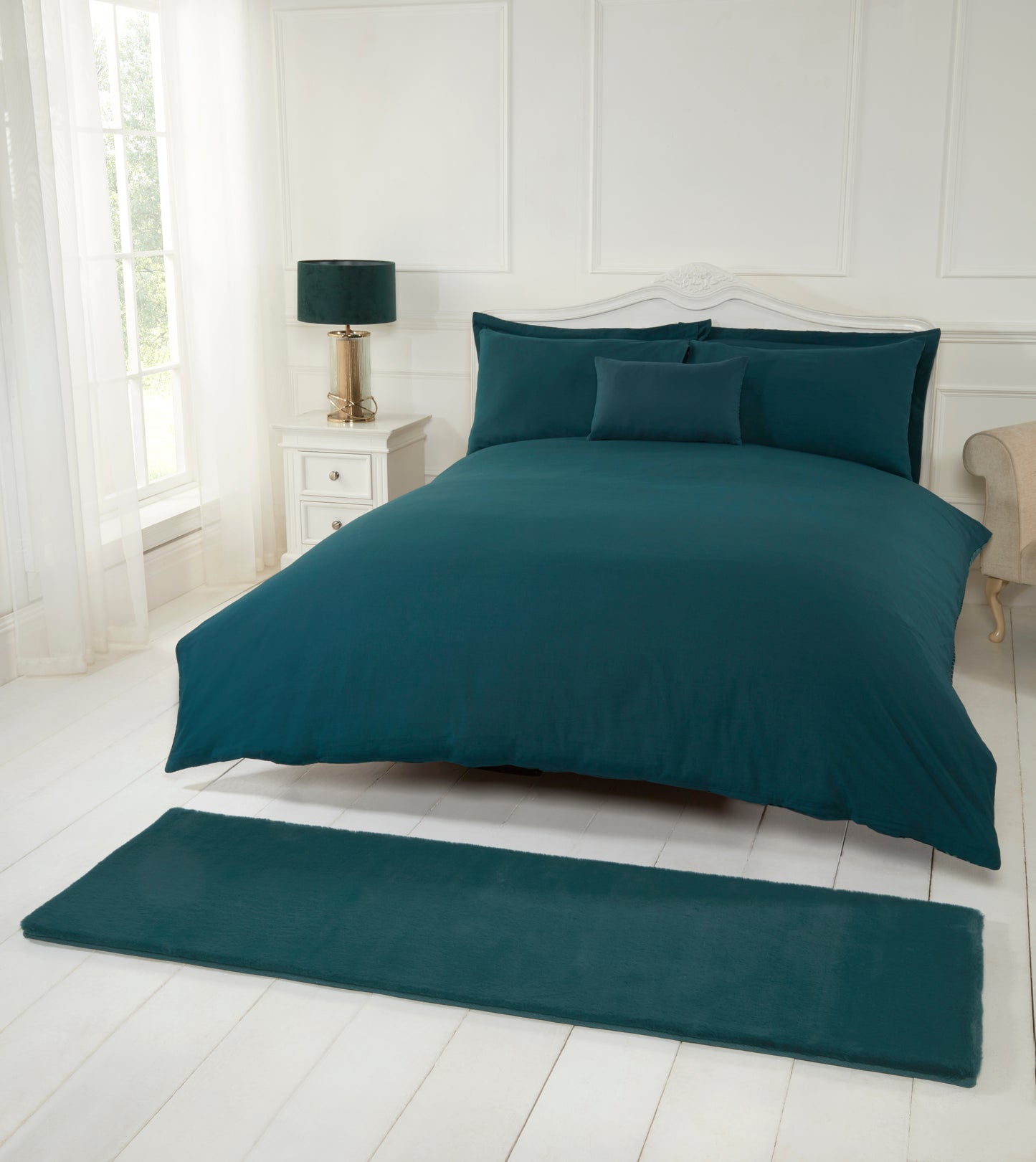 LUXE FAUX FUR RUG PLAIN FOREST GREEN