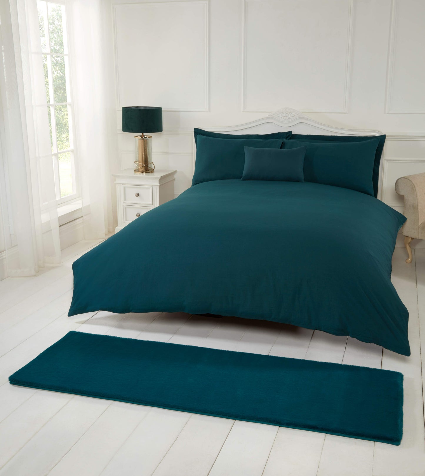 LUXE FAUX FUR RUG PLAIN TEAL